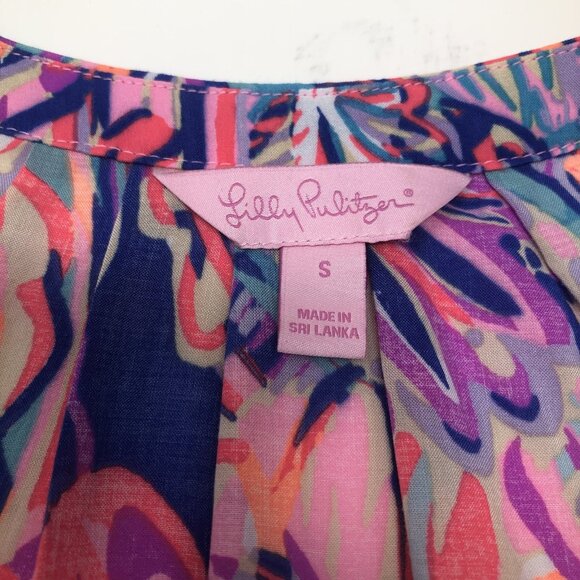 Lilly Pulitzer Sleeveless Stacey Top Size S Blue Current Drop Me A Lime - Picture 5 of 7